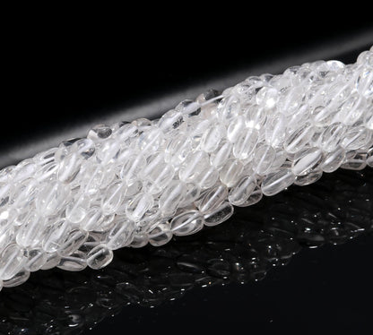 3 Strands Crystal Quartz Smooth Oval Beads 5x7 - 6x9 MM Natural Clear Crystal Quartz Smooth Oval Beads for Handmade Designer Jewelry Making