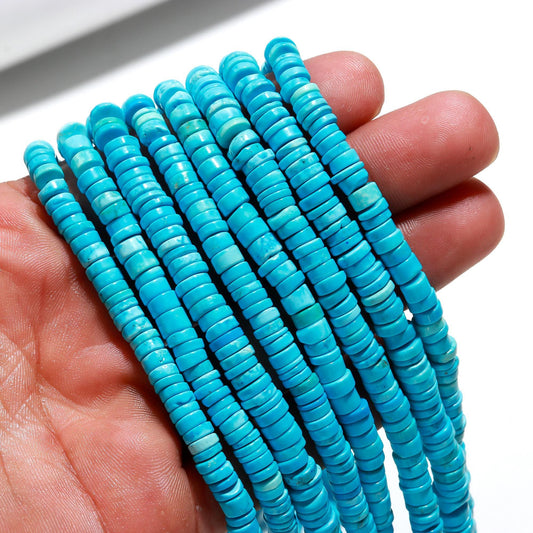 Turquoise Heishi Washer Beads Turquoise Smooth Washer Beads Howlite Turquoise Tyre Smooth Beads for Jewelry Necklace & Bracelet Making Craft