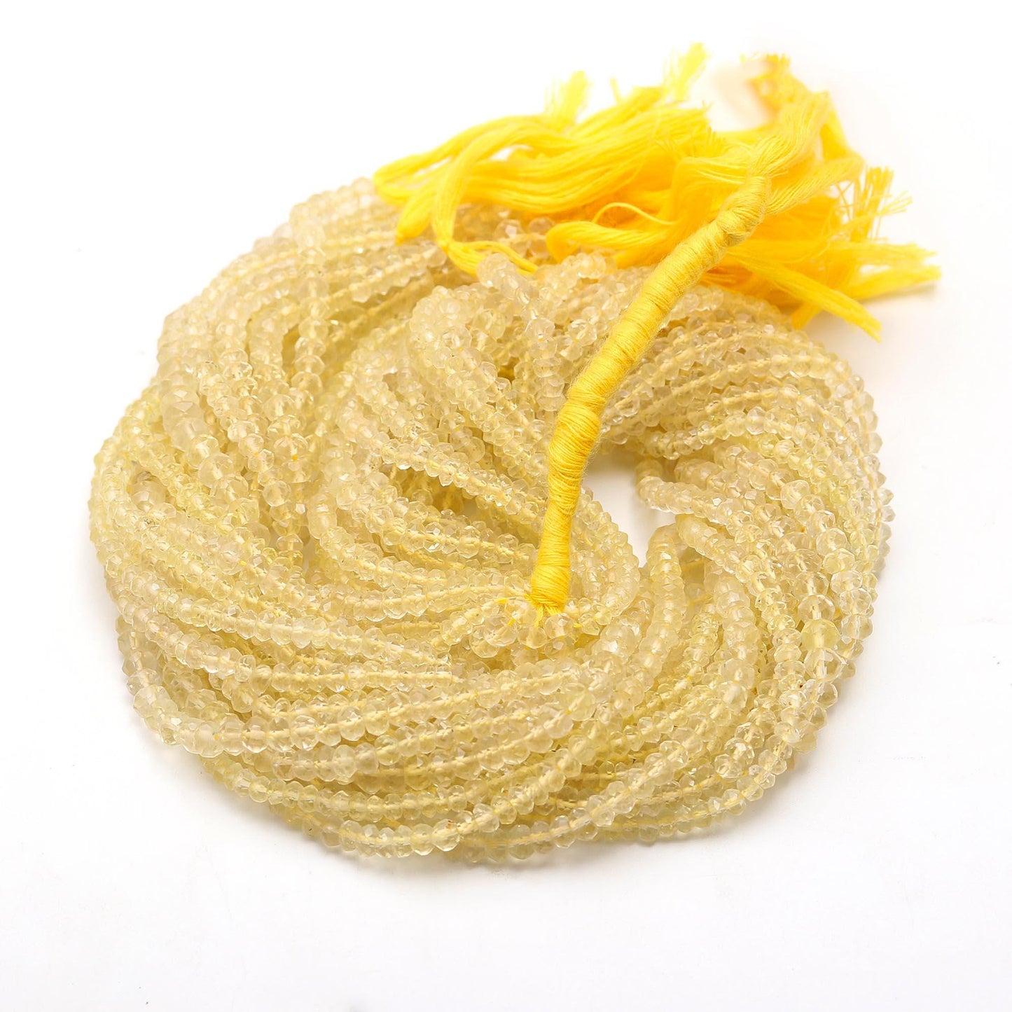 Excellent Natural Lemon Quartz Faceted Rondelle Beads 3-4 MM and 4-5 MM Lemon Quartz Rondelle Faceted Gemstone Beads for Handmade Jewelry