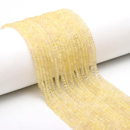 Excellent Natural Lemon Quartz Faceted Rondelle Beads 3-4 MM and 4-5 MM Lemon Quartz Rondelle Faceted Gemstone Beads for Handmade Jewelry