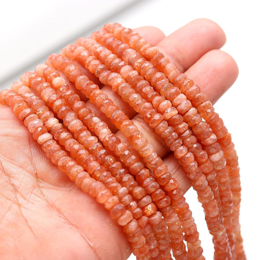 Sunstone Faceted Rondelle Beads Natural Sunstone Rondelle 5-6 MM Sunstone Beads for Handmade Designer Jewelry Making Necklace & Bracelet