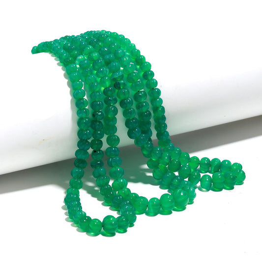 Green Onyx Pumpkin Hand Carved Beads Natural Green Onyx Pumpkin Curved Beads 5-9 MM Green Onyx Pumpkin Carved Bead for Jewelry Making Craft