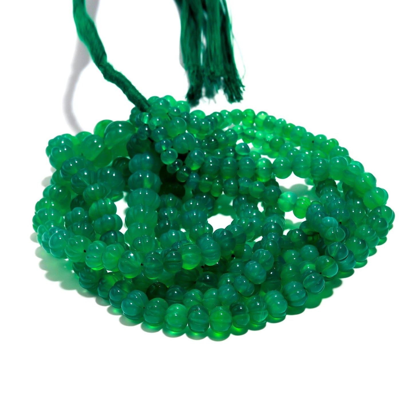 Green Onyx Pumpkin Hand Carved Beads Natural Green Onyx Pumpkin Curved Beads 5-9 MM Green Onyx Pumpkin Carved Bead for Jewelry Making Craft