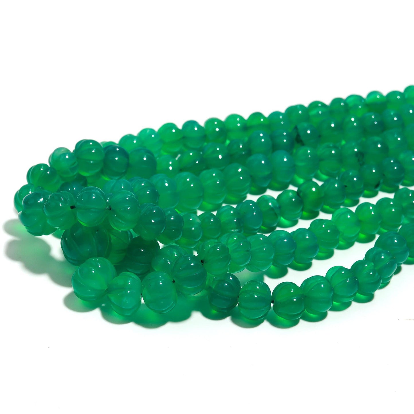 Green Onyx Pumpkin Hand Carved Beads Natural Green Onyx Pumpkin Curved Beads 5-9 MM Green Onyx Pumpkin Carved Bead for Jewelry Making Craft