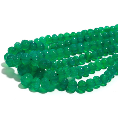 Green Onyx Pumpkin Hand Carved Beads Natural Green Onyx Pumpkin Curved Beads 5-9 MM Green Onyx Pumpkin Carved Bead for Jewelry Making Craft