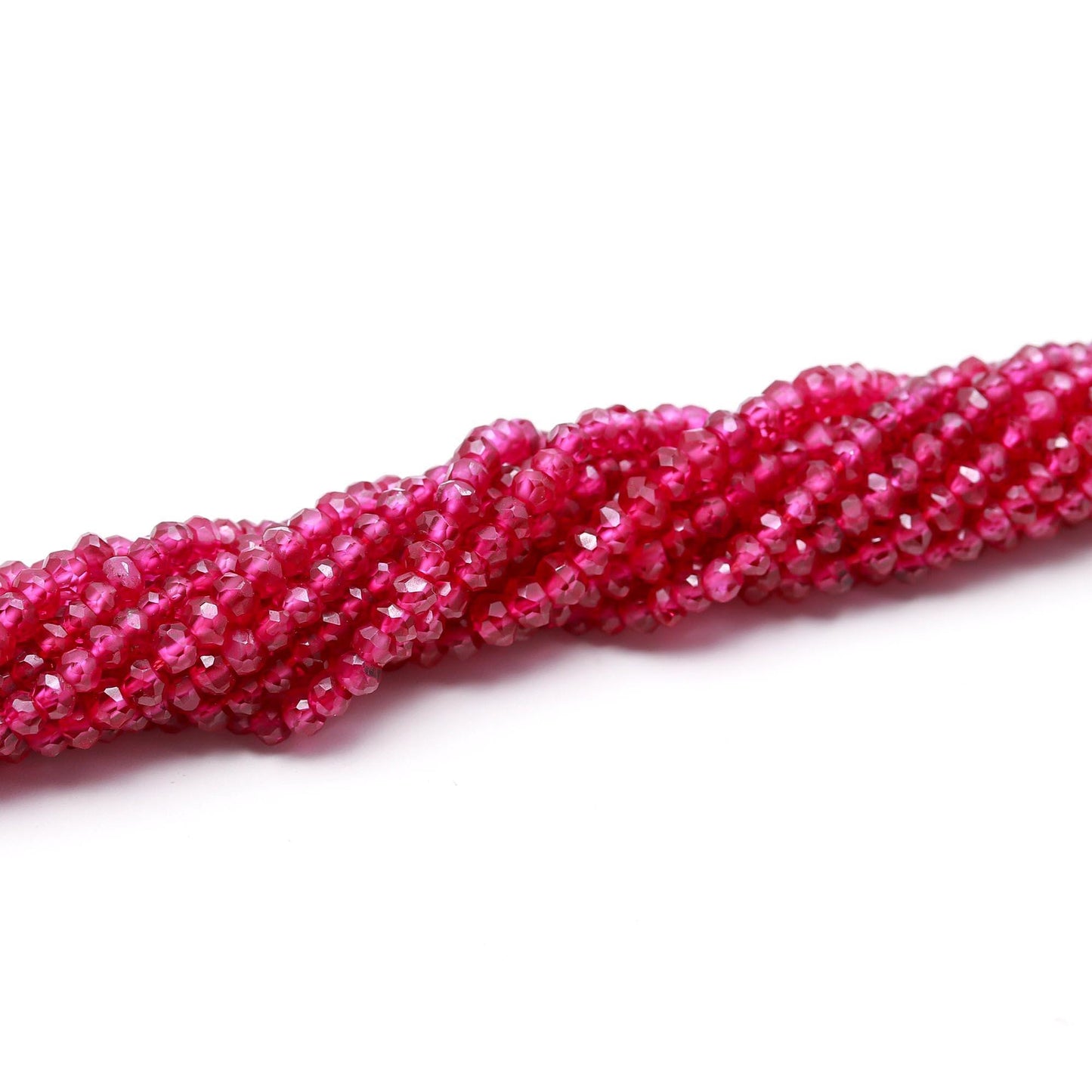 AAA+ Ruby Faceted Rondelle Beads 3-4 MM Ruby Faceted Beads Pink Red Ruby Beads for Handmade Designer Jewelry Making Craft & Bijoux Supplies