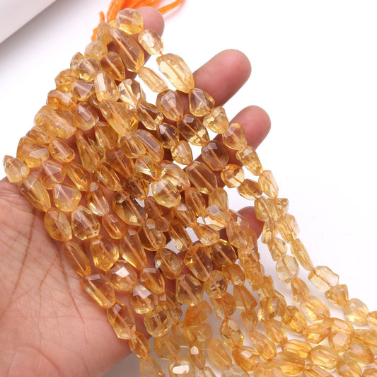 Citrine Nugget Beads Faceted Nugget Beads Natural Citrine Tumble 13" Strand Citrine Gemstone Nugget for Handmade Designer Jewelry for Her