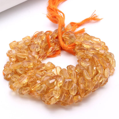 Citrine Nugget Beads Faceted Nugget Beads Natural Citrine Tumble 13" Strand Citrine Gemstone Nugget for Handmade Designer Jewelry for Her