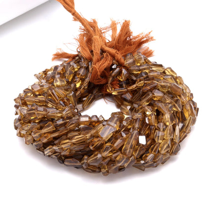 Beer Quartz Nugget Bead Faceted Nugget Bead Natural Smokey Quartz Tumble 13" Strand Smoky Quartz Gemstone Nugget/Tumble for Handmade Jewelry