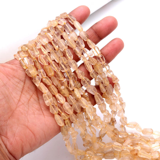 Citrine Nugget Bead Faceted Nugget Bead Natural Citrine Tumble 13" Strand Light Citrine Gemstone Nugget/Tumble for Handmade Jewelry Design