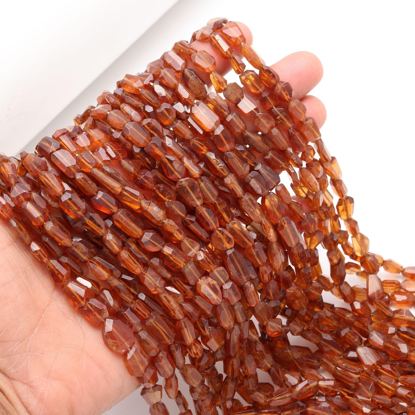 Hessonite Garnet Nugget Bead Faceted Nugget Beads Natural Garnet Tumble 13" Strand Garnet Gemstone Nugget Tumble Beads for Jewelry Designing