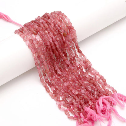 Pink Strawberry Nugget Bead Faceted Nugget Bead Natural Strawberry Tumble 13" Strand Pink Strawberry Gemstone Nugget Tumble Bead for Jewelry
