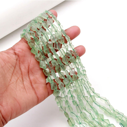 Green Fluorite Nugget Bead Faceted Nugget Beads Natural Fluorite Tumble 13" Strand Green Fluorite Gemstone Nugget/Tumble for Jewelry Design