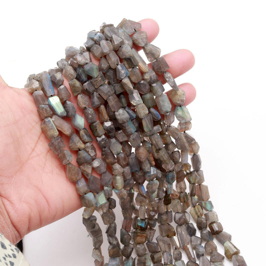 Black Moonstone Nugget Bead Faceted Nugget Beads Natural Labradorite Tumble 13" Strand Labradorite Gemstone Nugget/Tumble for Jewelry Design