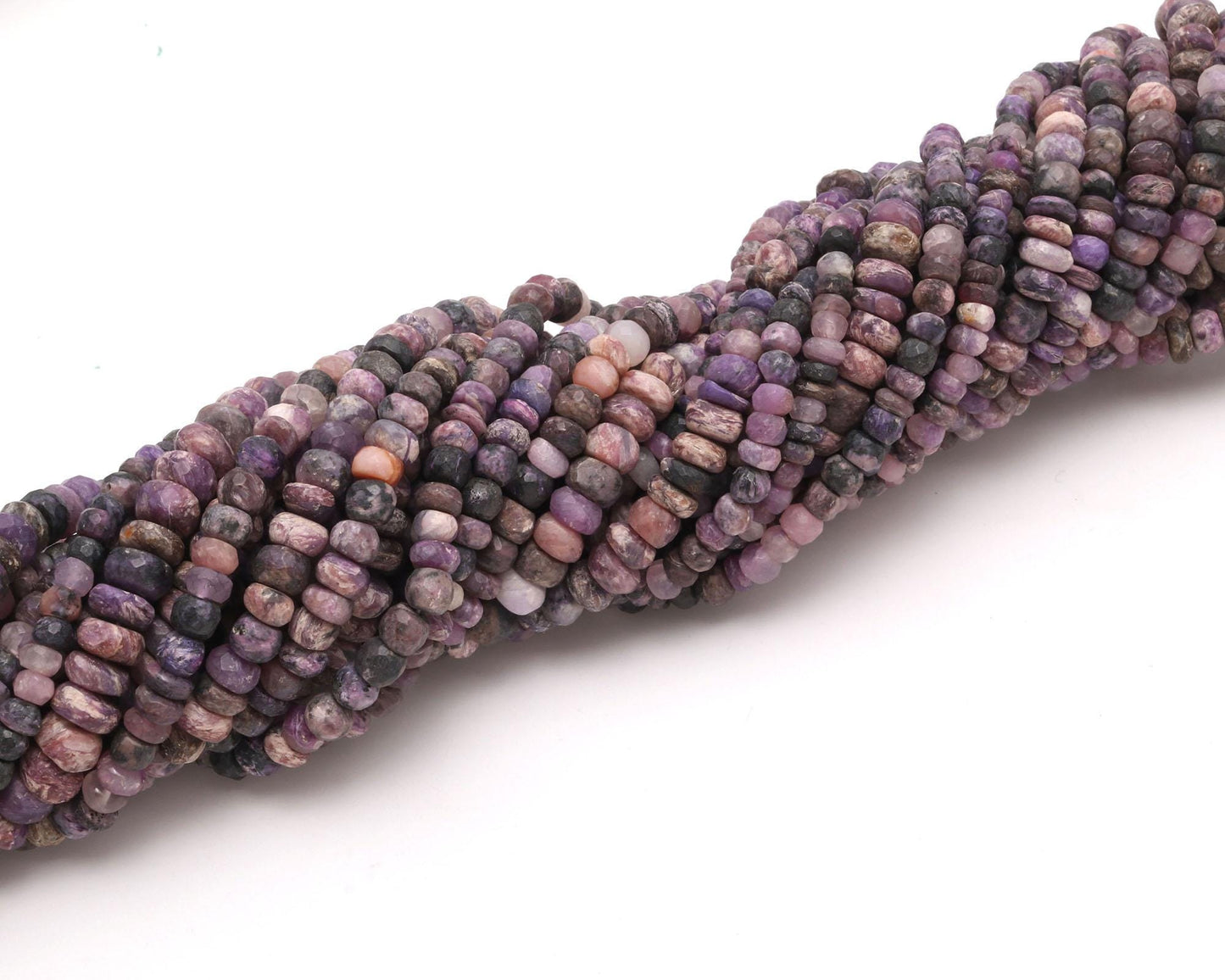RARE! Charolite Faceted Rondelle Beads Natural Charolite Beads Faceted 13" Strand Rondelles Purple Charolite Rondelle for Handmade Jewelry