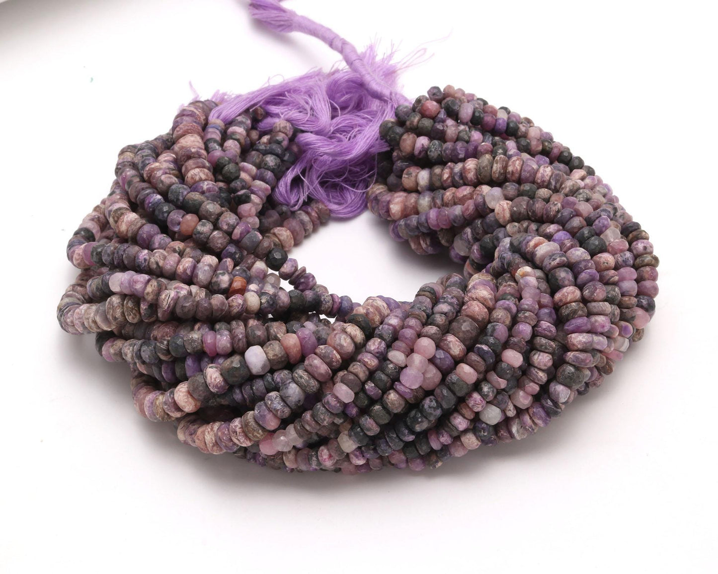 RARE! Charolite Faceted Rondelle Beads Natural Charolite Beads Faceted 13" Strand Rondelles Purple Charolite Rondelle for Handmade Jewelry