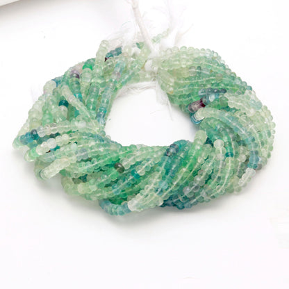 Green Fluorite Faceted Rondelle Beads Shaded Green Fluorite Beads Natural Fluorite Rondelle 16" Strand for Designer Jewelry Necklace Making