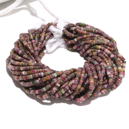 Multi Tourmaline Washer Beads Natural Disco Tourmaline Smooth Tyer Beads Heishi Washer Tourmaline Beads for Jewelry Making