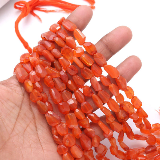 Carnelian Nugget Beads Faceted Nugget Bead Natural Carnelian Tumble 13" Strand Caroline Gemstone Nugget/Tumble for Designer Jewelry Necklace