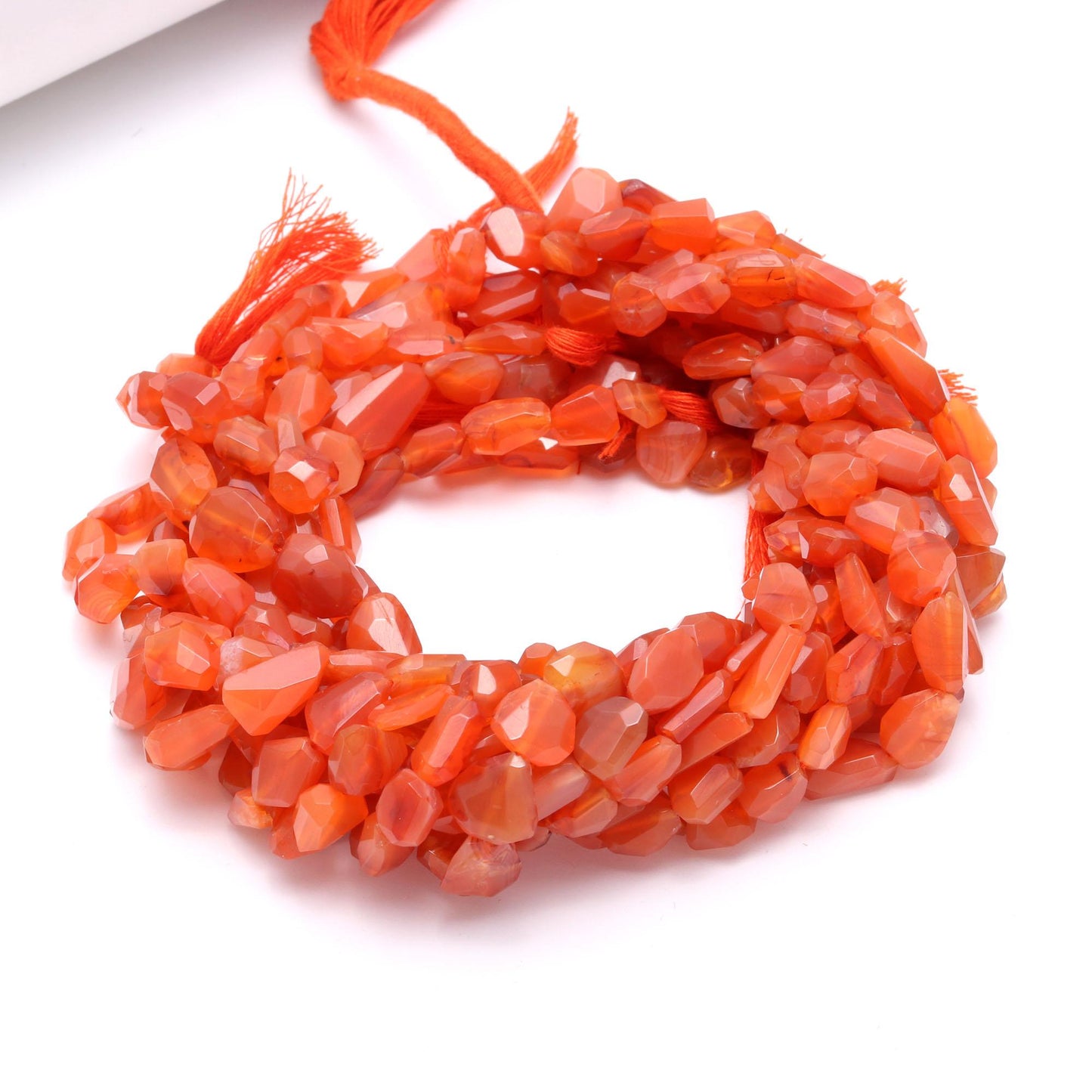 Carnelian Nugget Beads Faceted Nugget Bead Natural Carnelian Tumble 13" Strand Caroline Gemstone Nugget/Tumble for Designer Jewelry Necklace