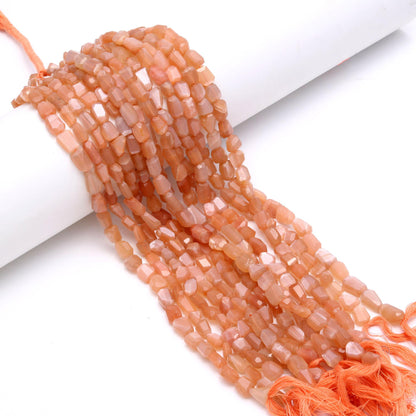 Peach Moonstone Nugget Beads Faceted Nugget Bead Natural Moonstone Tumble 13" Strand Peach Moonstone Gemstone Nugget/Tumble for Jewelry
