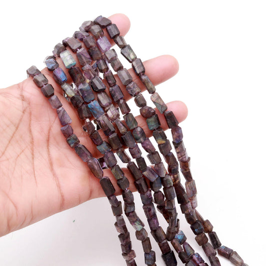 RARE! Purple Moonstone Nugget Bead Faceted Nugget Bead Natural Labradorite Tumble 16" Strand Purple Labradorite Gemstone Nugget/Tumble Jewel