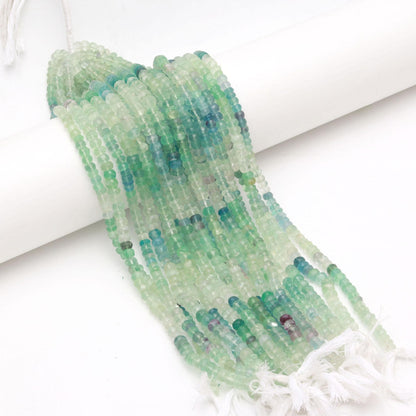 Green Fluorite Faceted Rondelle Beads Shaded Green Fluorite Beads Natural Fluorite Rondelle 16" Strand for Designer Jewelry Necklace Making