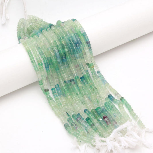 Green Fluorite Faceted Rondelle Beads Shaded Green Fluorite Beads Natural Fluorite Rondelle 16" Strand for Designer Jewelry Necklace Making