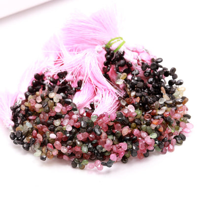 Multi Tourmaline Faceted Pear Beads 4x6-5x7 MM Multi Tourmaline Pear Briolette's Tourmaline Beads Extremely Beautiful for Jewelry Making