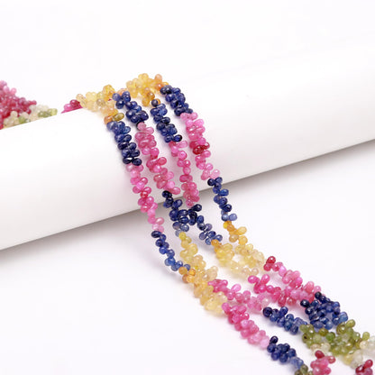 Multi Sapphire Faceted Tear Drop Bead 4x6 MM Natural Multi Sapphire Precious Bead 16" Strand for Designer Jewelry Necklace Pendant Making