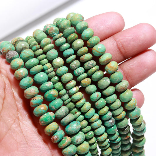 Arizona Turquoise Faceted Rondelle Beads Natural Arizona Turquoise Rondelle Gemstone Beads for Handmade Designer Beaded Jewelry Making Craft