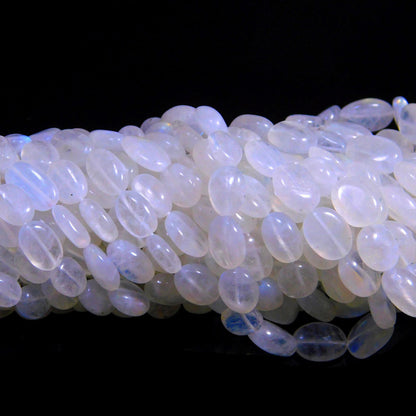 Rainbow Oval Shape Smooth Bead Natural Rainbow Moonstone 6x8 - 8x11 MM Oval Bead for Handmade Jewelry Necklace Pendant Earrings Making Craft