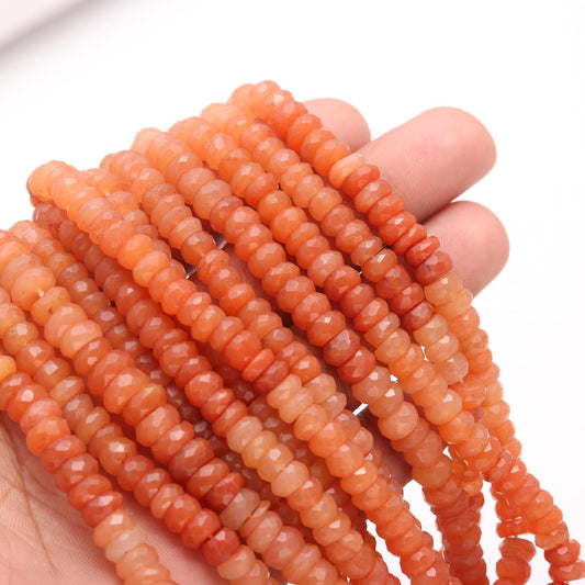 Extremely Rare Fanta Aventurine Faceted Rondelle Bead 6-7 MM 7-8 MM Natural Aventurine Shaded Beads Strand Orange Aventurine Rondelle Beads