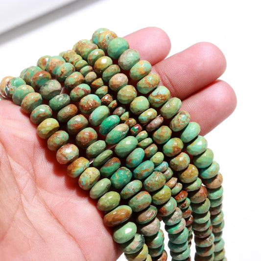 Arizona Turquoise Faceted Rondelle Beads Natural Arizona Turquoise 5-9 MM Rondelle Beads for Handmade Designer Beaded Jewelry Making Craft