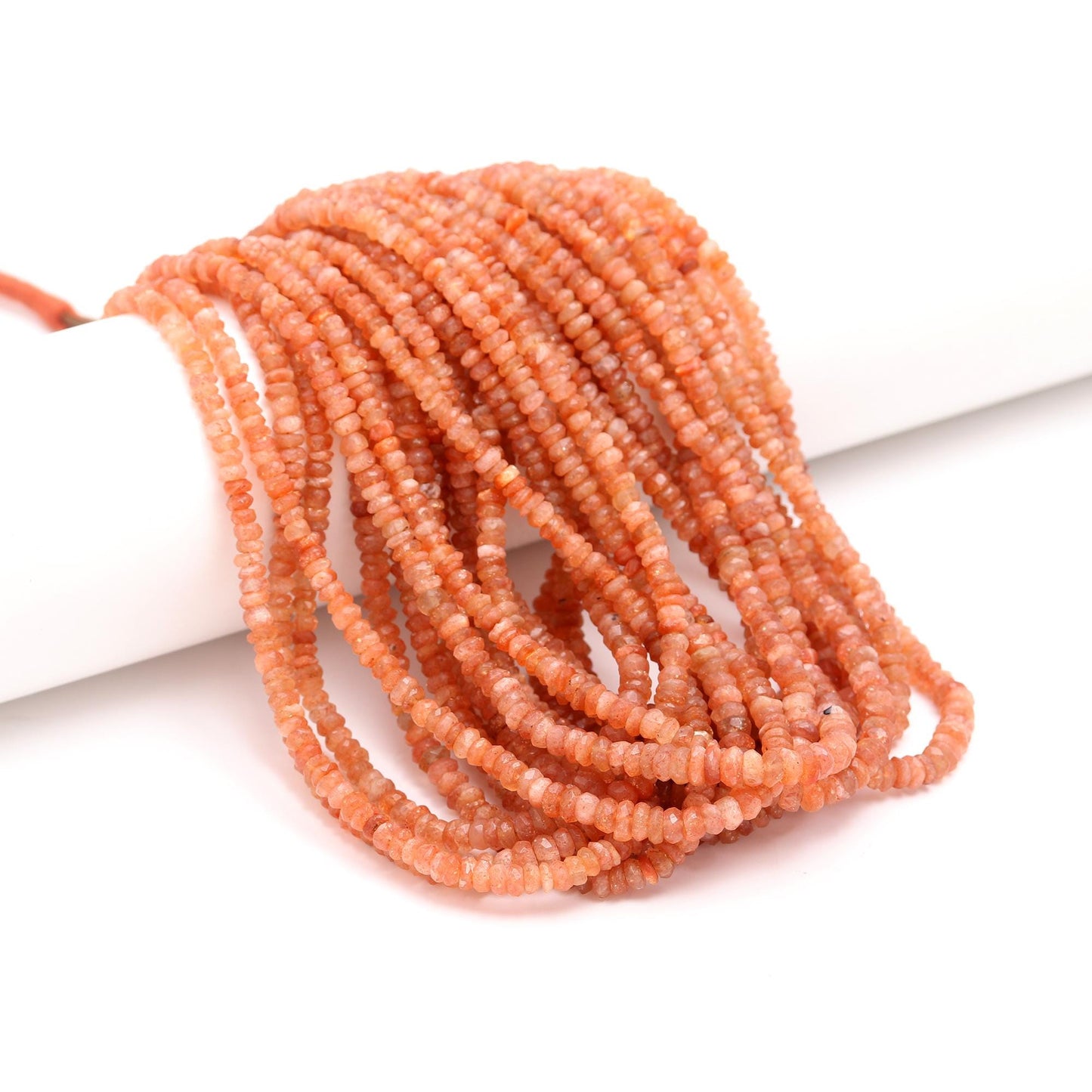 Sunstone Faceted Rondelle Beads 4-6 MM Natural Sunstone Rondelles 17" Strand Sparkling Sunstone Beads for Jewelry Making Necklace & Bracelet
