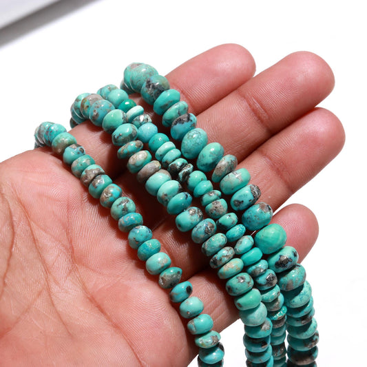 Arizona Turquoise Smooth Rondelle Bead 6-7 MM and 7-8 MM Natural Arizona Turquoise Rondelle Beads for Handmade Designer Jewelry Making Craft