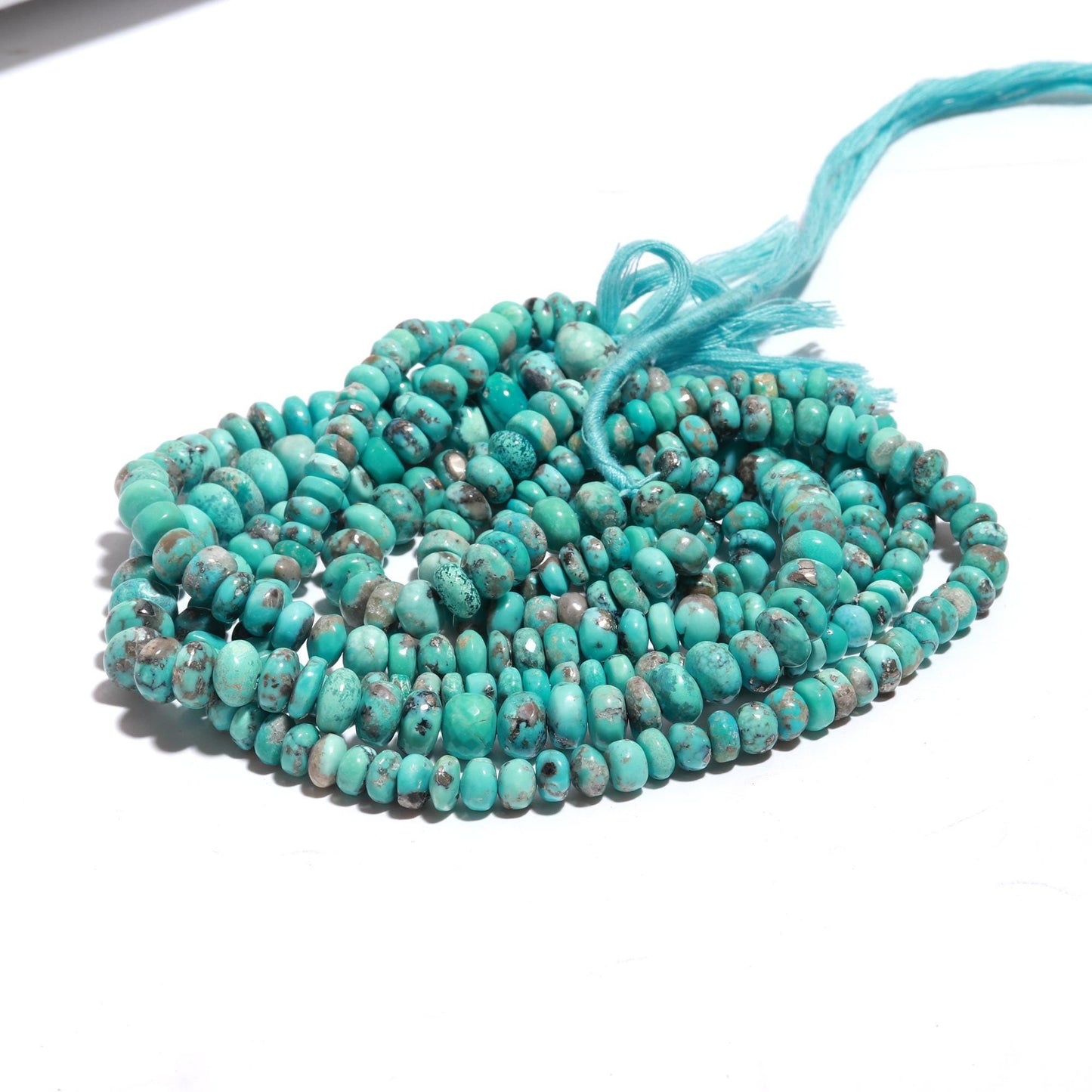 Arizona Turquoise Smooth Rondelle Bead 6-7 MM and 7-8 MM Natural Arizona Turquoise Rondelle Beads for Handmade Designer Jewelry Making Craft