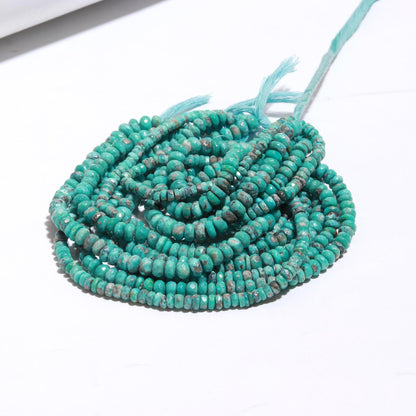 Arizona Turquoise Faceted Rondelle Beads Natural Arizona Turquoise 5-6 MM Rondelle Beads for Handmade Designer Beaded Jewelry Making Craft