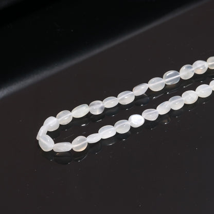 White Moonstone Oval Shape Smooth Bead Natural Moonstone 6x8 - 7-9 MM Oval Bead for Handmade Jewelry Necklace Pendant Earrings Making Craft