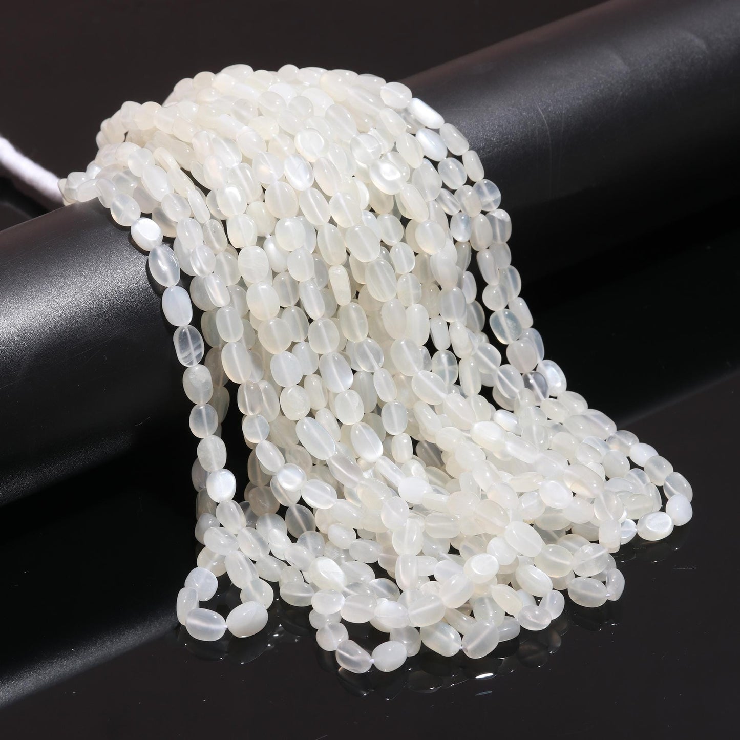 White Moonstone Oval Shape Smooth Bead Natural Moonstone 6x8 - 7-9 MM Oval Bead for Handmade Jewelry Necklace Pendant Earrings Making Craft