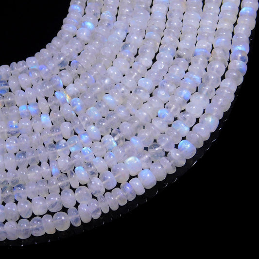 Flash White Rainbow Rondelle Beads Rainbow Moonstone Smooth Rondelle Beads Blue  Faceted Natural Rainbow with Flash Beads for Jewelry Making