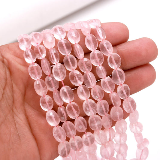 Rose Quartz 7x9 - 9x11 MM Oval Beads Faceted Rose Quartz Oval Beads Super Quality Natural Rose Quartz Oval Beads for Designer Jewelry Making