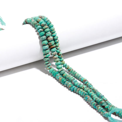 Arizona Turquoise Faceted Rondelle Beads Natural Arizona Turquoise Rondelle Beads for Handmade Designer Beaded Jewelry Making Craft Supplies