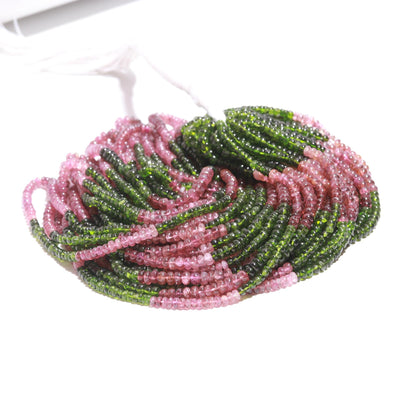 RARE!! Pink & Chrome Tourmaline Smooth Rondelle Beads, Pink Tourmaline Beads, Chrome Tourmaline Beads, 16” Plain Tourmaline Rondelle Beads