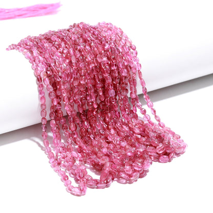 RARE Pink Tourmaline Smooth Oval Beads 4x5 - 5x8 MM Natural Rose Pink Tourmaline Oval Beads 18" Strand for Handmade Designer Jewelry Making