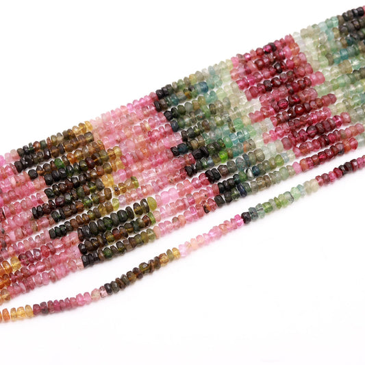Multi Tourmaline Faceted Rondelle Beads Natural Tourmaline 3.5-4.5 MM Rondelle Beads Multi Tourmaline Gemstone Bead for Jewelry Making Craft