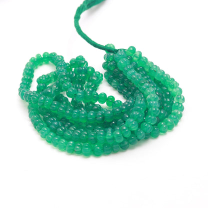Hand Carved Green Onyx Pumpkin Beads Natural Green Onyx Pumpkin Beads AAA Quality 16" Green Onyx Pumpkin Beads for Jewelry Making Craft