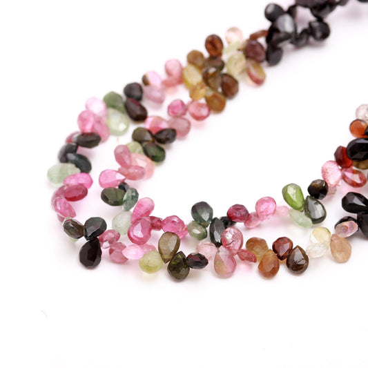Multi Tourmaline Faceted Pear Beads 4x6-5x7 MM Multi Tourmaline Pear Briolette's Tourmaline Beads Extremely Beautiful for Jewelry Making