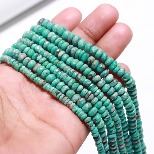 Arizona Turquoise Faceted Rondelle Beads Natural Arizona Turquoise 5-6 MM Rondelle Beads for Handmade Designer Beaded Jewelry Making Craft