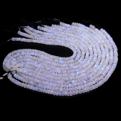 Flash White Rainbow Rondelle Beads Rainbow Moonstone Smooth Rondelle Beads Blue  Faceted Natural Rainbow with Flash Beads for Jewelry Making